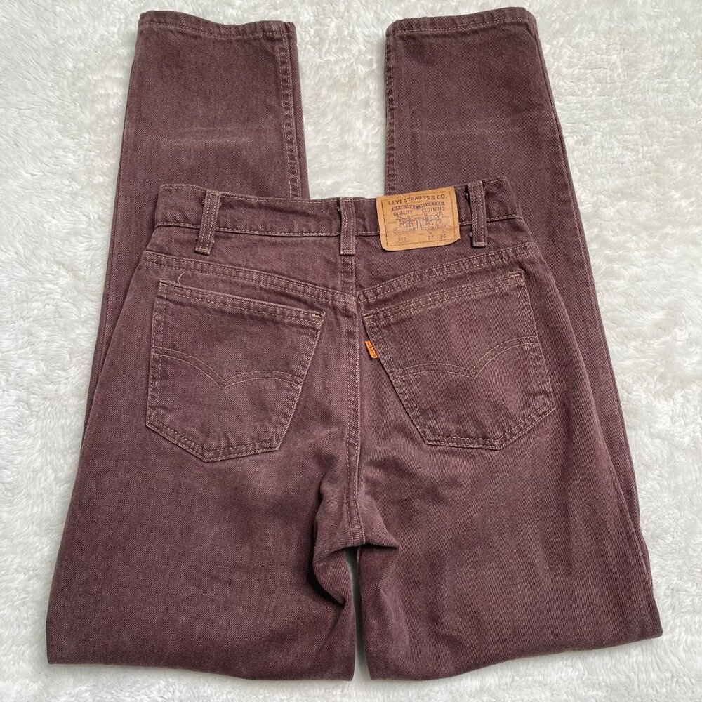 Vintage Levi's Women's Brown Student 550 Mid Rise Jeans Orange Tab Size 27 - Picture 4 of 9